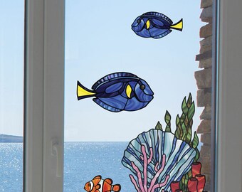 Tropical Fish Bluecheek Butterflyfish SG Vinyl Window Decal ©YYDC CLR:WND
