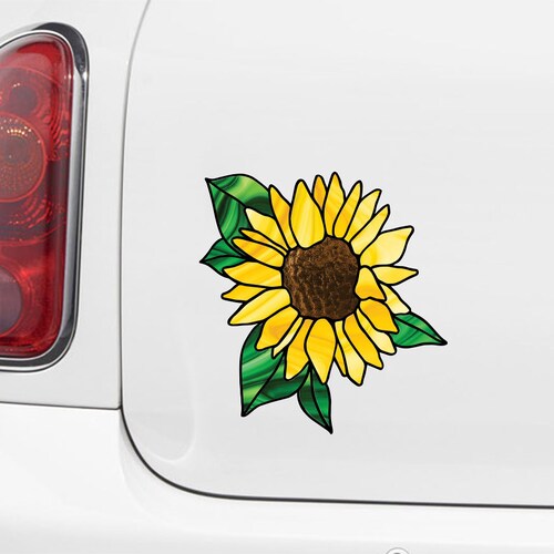 Sunflower Vinyl Decal Sunflower Sticker Sunflower Water Etsy