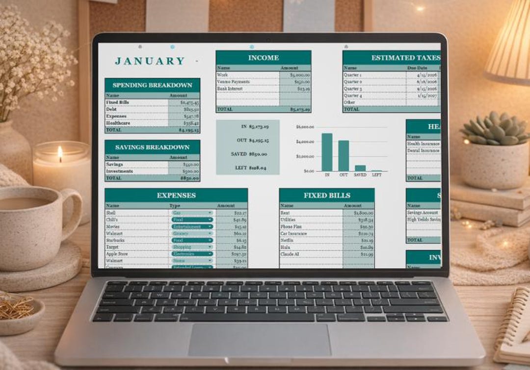 2026 Monthly Money Tracker | Google Sheets | Track Income Expenses ...