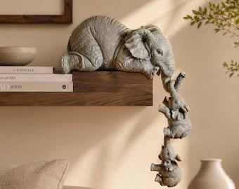 Olifantfamilie decor plank rand, hars moeder baby beeldjes, feng shui-beeldhouwkunst