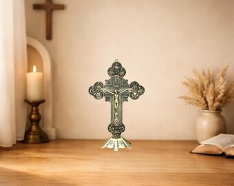 Staand kruisbeeld – Katholiek Jezuskruis als geschenk – Decoratie voor huiskapel en gebedsruimte