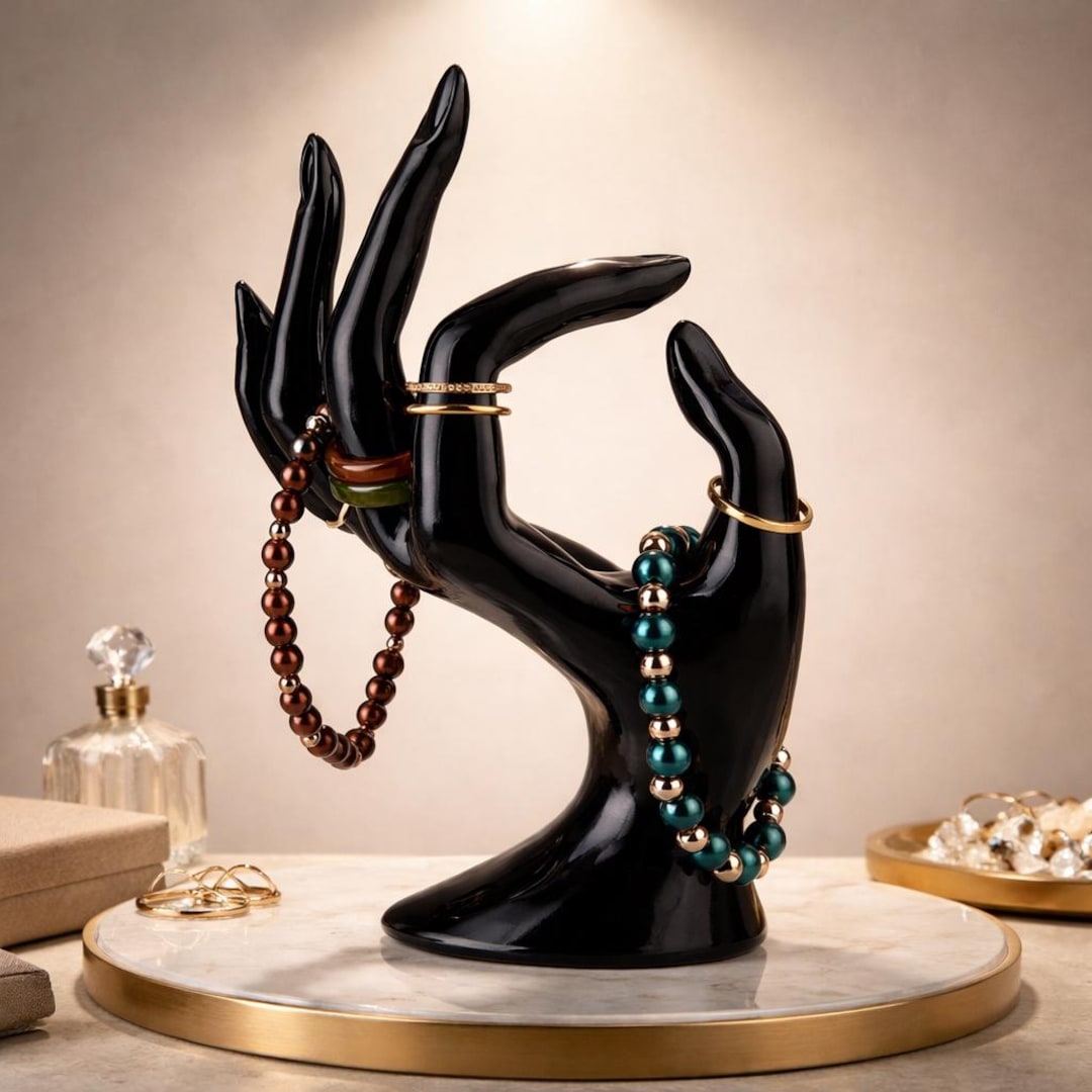 Black Acrylic Mannequin Hand: Jewelry Display Stand, Ring & Bracelet ...