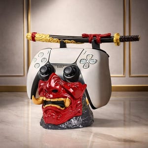 Game Controller Stand – PS5 Holder Warrior Desk Decor Gift for Gamer