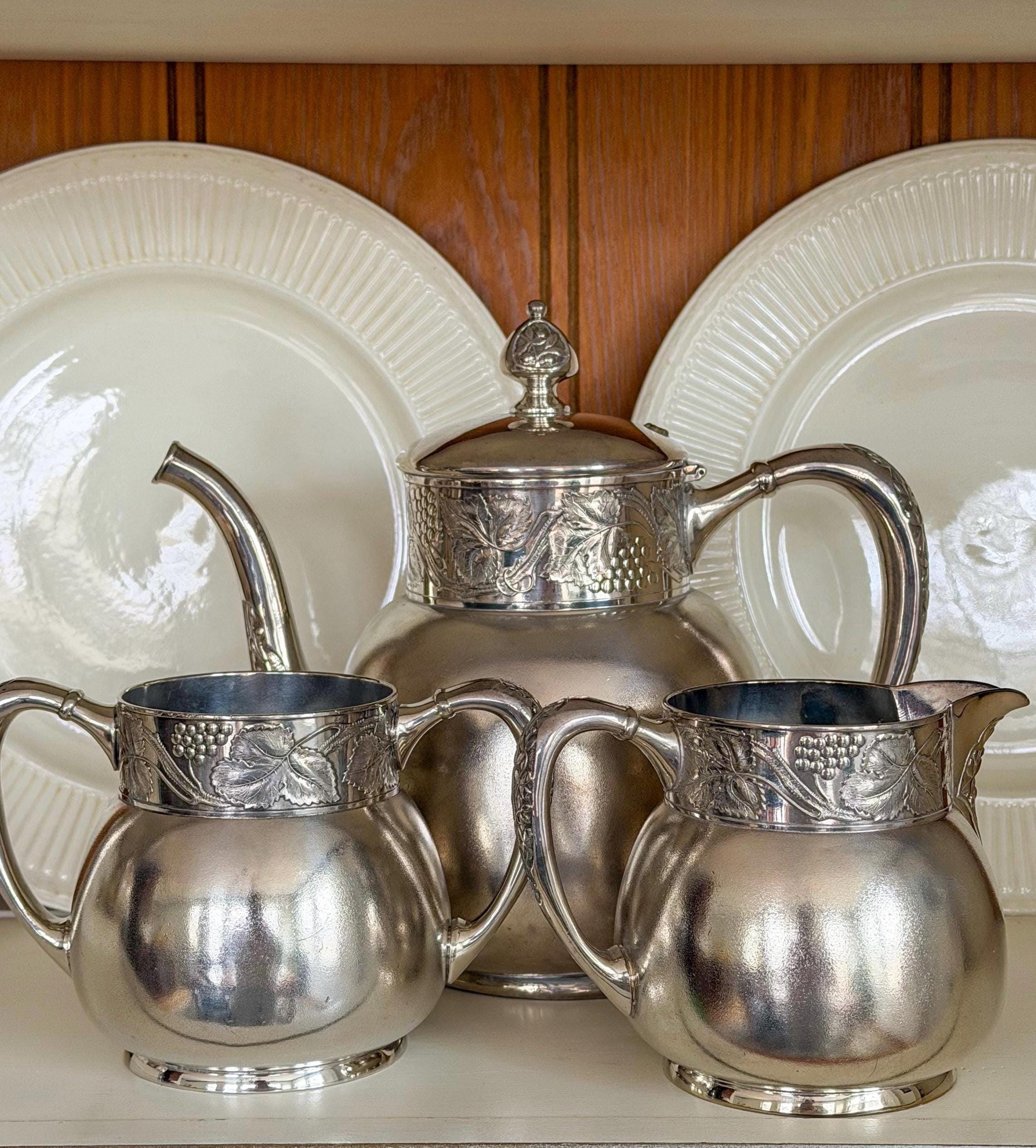Antique Pairpoint Quadruple Plate Coffee Tea Set | Edwardian Grape