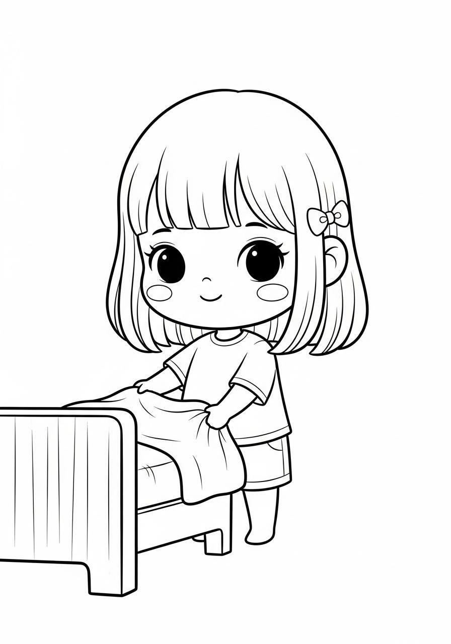 Daily Routine Chibi Daily Routine Coloring Book for Kids | Chibi Girl Habits Activity (PDF ...