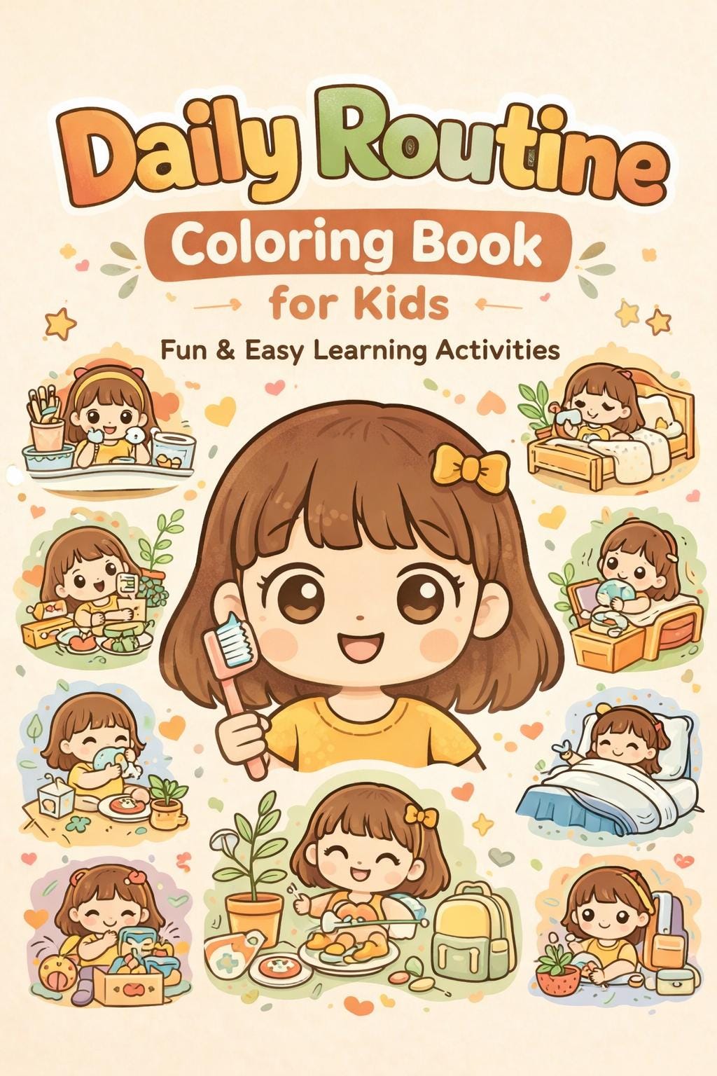 Daily Routine Chibi Daily Routine Coloring Book for Kids | Chibi Girl Habits Activity (PDF ...