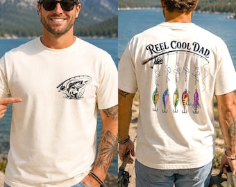 Personalized Reel Cool Dad Shirt With Kids Name: Reel Cool Dad Shirt, Fishing Shirt For Dad, Dad Shirt, Fathers Day Gift From Son Daughter