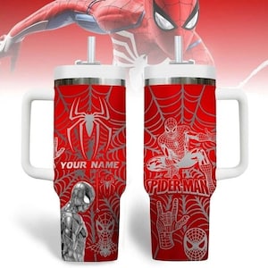 Custom Spider-Man Engraved Gift 40oz Tumbler With handle image 1