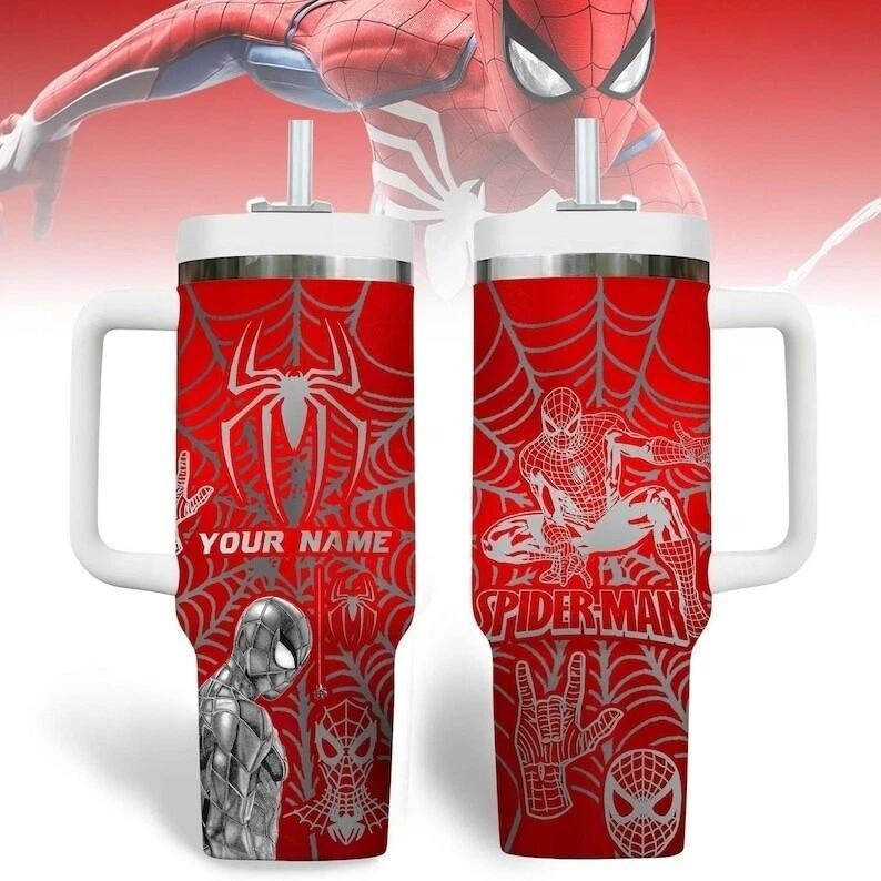 Custom Spider-Man Engraved Gift 40oz Tumbler With handle image 1