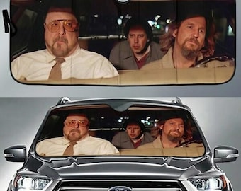 The Big Lebowski Car Sunshade, Funny Smoking Big Lebowski Auto Sun Shade, Vintage Movie Car Windshield, Unique Car Sunshade Gift For Him