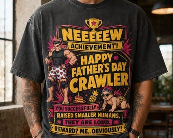 Neeeew Achievement Happy Father's Day Crawler Shirt, Funny Dad Gift Tee, New Dad Shirt, First Father's Day Gift, Dungeon Crawler Father Tee