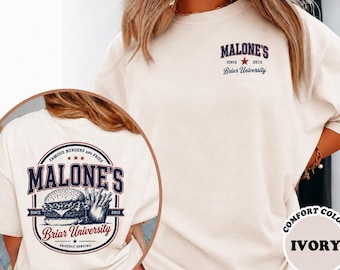 Briar University Shirt, Malone's Bar Off Campus Two-sided Shirt, Briar U Hockey Romance Tee, Best Burgers Hastings MA, Bookish Gift