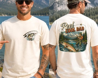 Comfort Colors Reel Cool Dad Shirt, Father's Day Shirt, Father's Day gift for Him, Gift for Husband, Vintage Retro Fishing Shirt for Men