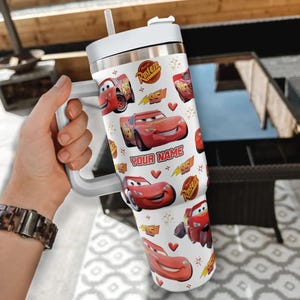 Custom Disneyland Cars Lightning McQueen Colorful Tumbler, Personalized Disneytrip Cars 40oz Tumbler, Custom Name Tumbler Cup Bild 1