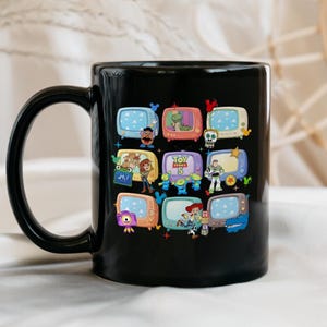 Retro Toy Story Mug Black, Disneyland Gift for Her, Birthday Gift, Disneytrip Pixar Mug image 1