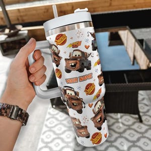 Custom Disneyland Cars Tow Mater Colorful Tumbler, Personalized Disneytrip 40oz Tumbler, Custom Name Tumbler Cup imagem 1