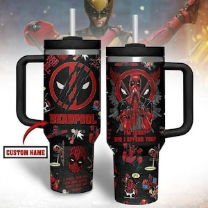 Deadpool Tumbler 40oz, Funny Deadpool Insulated Tumbler, Deadpool Movie Tumbler Cup, Superhero Insulated Tumbler, Deadpool Gifts image 1