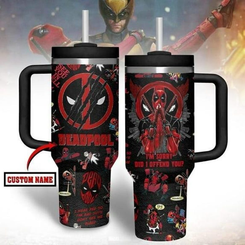 Deadpool Tumbler 40oz, Funny Deadpool Insulated Tumbler, Deadpool Movie Tumbler Cup, Superhero Insulated Tumbler, Deadpool Gifts image 1