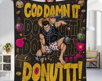 Dungeon Crawler Carl Fleece Blanket, God Damn It Donut Blanket, Princess Donut Mongo Blanket, DCC Fan Merch, Bookish Gaming Blanket