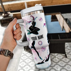 Custom Spiderman SpiderGwen Colorful Tumbler, Personalized Across Spider Verse 40, Spidey and Friends Ghost Spidey Tumbler image 1