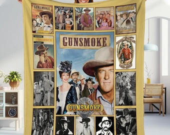 Manta polar de Gunsmoke, manta decorativa en homenaje al alguacil Matt Dillon, edredón vaquero de James Arness, ropa de cama del elenco de la serie Western, manta de regalo para fans