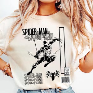 Comfort Colors Vintage Black Suit Spidey Spiderman Comics T-shirt, Retro Comic Black Suit Spidey Fan Shirt, Spiderman Shirt for Fans afbeelding 1