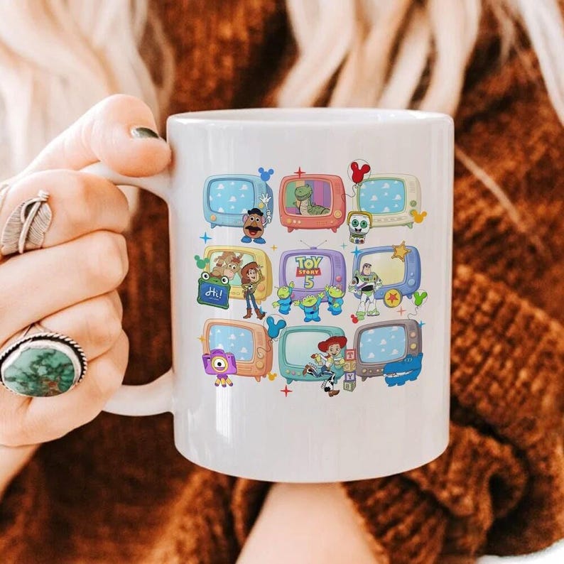 Retro Toy Story Mug Black, Disneyland Gift for Her, Birthday Gift, Disneytrip Pixar Mug image 2