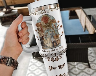Custom Disneyland Beauty and the Beast Tale as old as time Tumbler, Disneyland Tumber 40oz, Personalized Gifts for Disneyland Lover