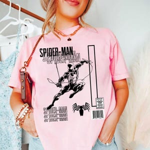 Comfort Colors Vintage Black Suit Spidey Spiderman Comics T-shirt, Retro Comic Black Suit Spidey Fan Shirt, Spiderman Shirt for Fans afbeelding 4