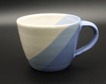 Handmade Ceramic Mug (blue and white stripe)