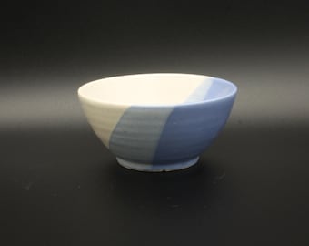 Handmade Ceramic Rice Bowl (blue and white stripe)