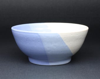 Handmade Ceramic Rice Bowl (blue and white stripe)