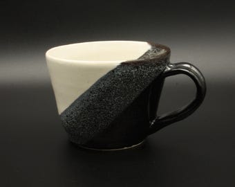 Handmade Ceramic Mug (black and white stripe)