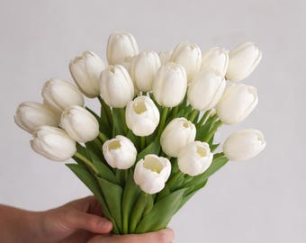 White Spring Floral | Artificial Flower Realistic Touch Tulip