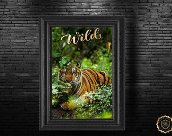 Póster de tigre salvaje | Arte mural de animales de la selva | Lámina de safari | Decoración bohemia de naturaleza | Arte mural imprimible | Descarga instantánea | 5 tamaños