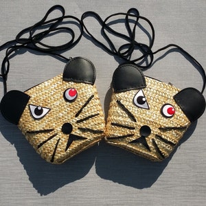 Angry Mouse Straw Handbag with Shoulder Strap Goth Alternative Punk