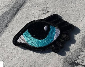 Blue Evil Eye Embroidered Patch Applique Very Gothic Emo Punk