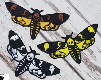 Deaths Head Moth Embroidered Patch Applique Gothic Emo Punk