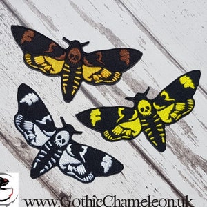 Deaths Head Moth Embroidered Patch Applique Gothic Emo Punk image 1