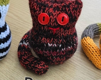 Cute Demon Cat Plushie Toy Hand Knit Amigurumi Stuffed Animal
