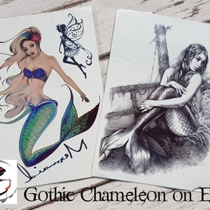 Large Temporary Tattoo Sheets Mermaid 15 x 21 cm