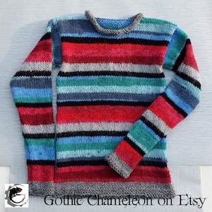 OOAK Multi Colour Stripe Sweater Hand Knitted Punk Visual Kei / Kera
