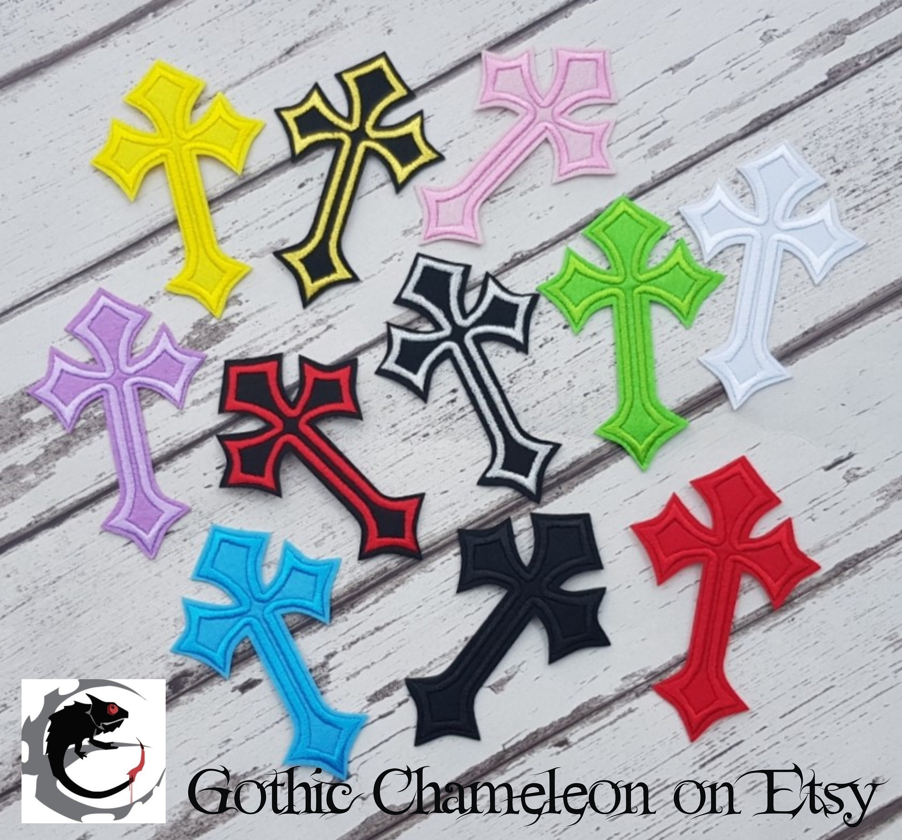 Gothic Cross Iron on Appliqué Patch 11 Colors -  Hong Kong