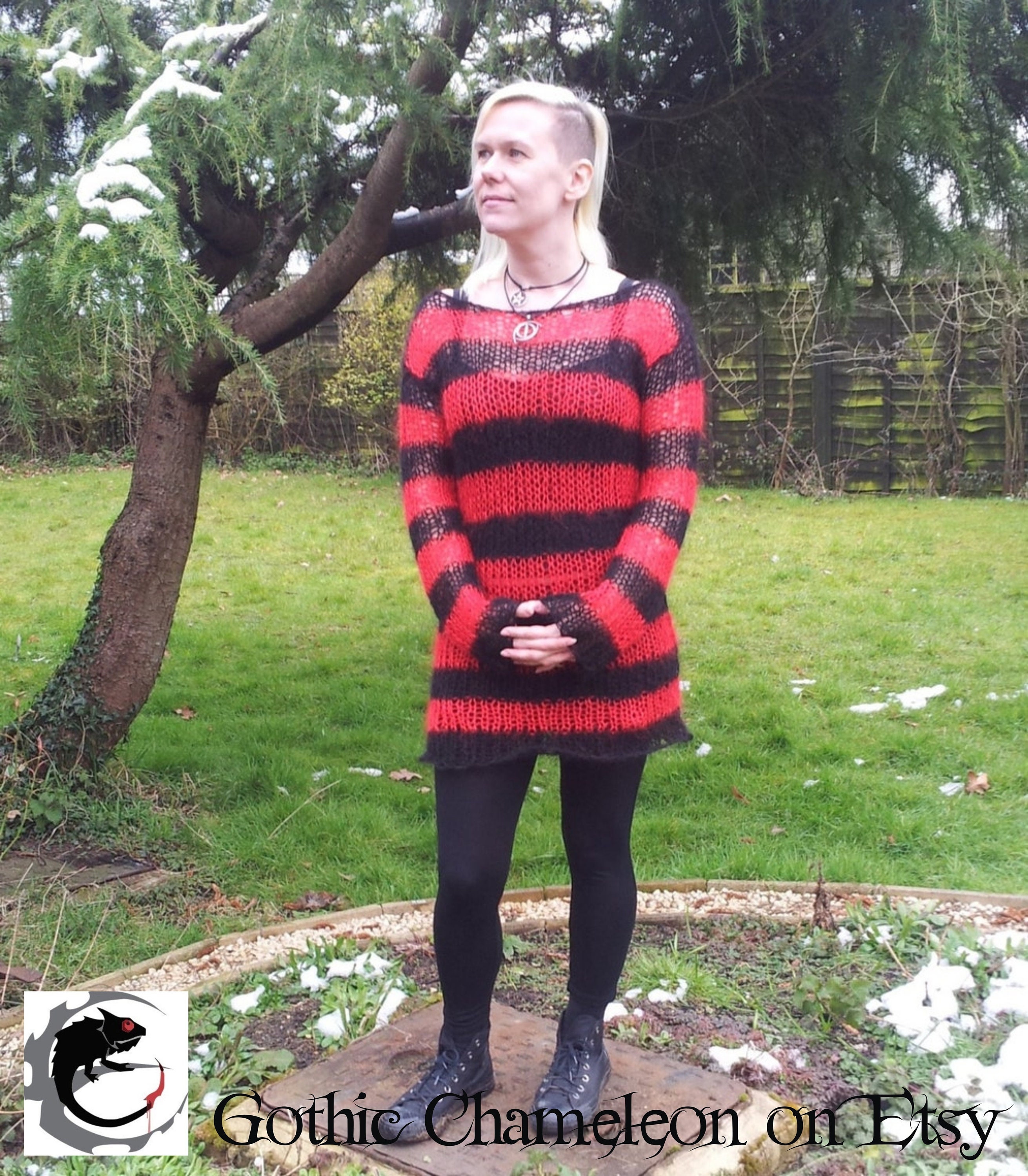 Freddy Krueger Sweater Dress Green And Red Striped Sweater Freddy Krueger  Red Olive Green Stripes Lacy