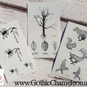 Temporary Tattoo Sheets Nature Dandelion Tree Leaves Fox Squirrel Deer Birds