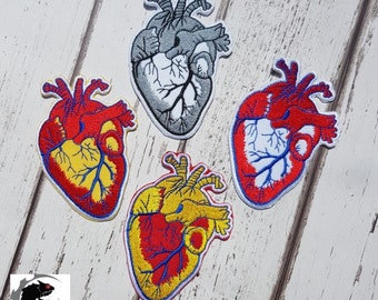 Small Anatomical Heart Embroidered Patch Applique Very Gothic Emo Punk