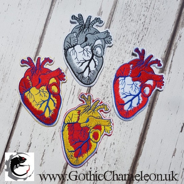 Small Anatomical Heart Embroidered Patch Applique Very Gothic Emo Punk