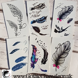 Temporary Tattoo Sheets Feathers Quill Wings Birds Forever Love