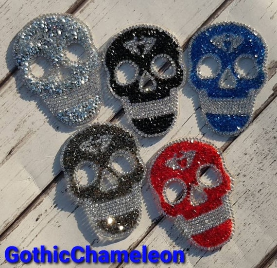 Catch The Patch - Toppa Termoadesiva Ricamata Teschio Emo Girly, 8,2 X 7,7 Cm