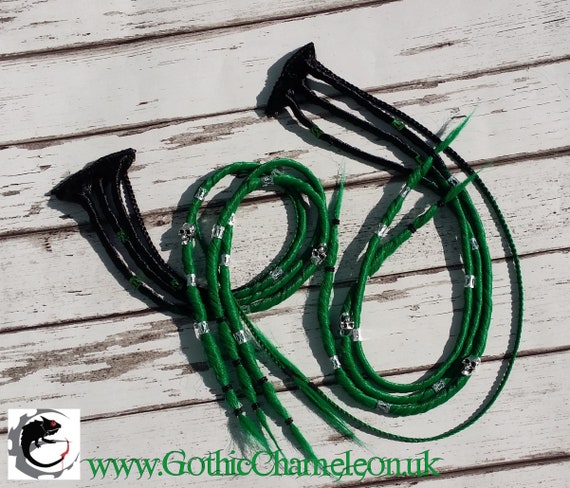 Black Emerald Green Ombre Clip In Dread Hair Extensions Hand Etsy